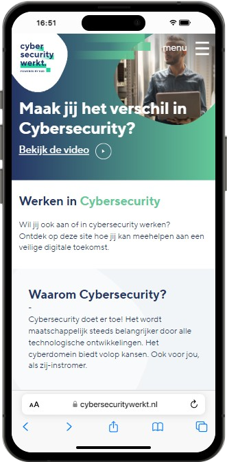 Mobiele weergave van Cyber Security Werkt