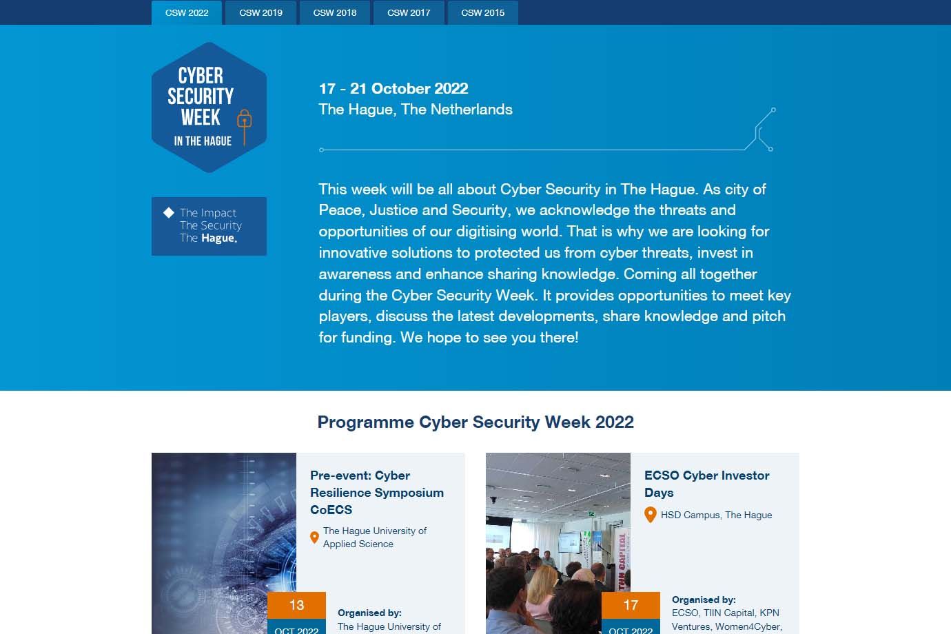 Screenshot van Cyber Security Week